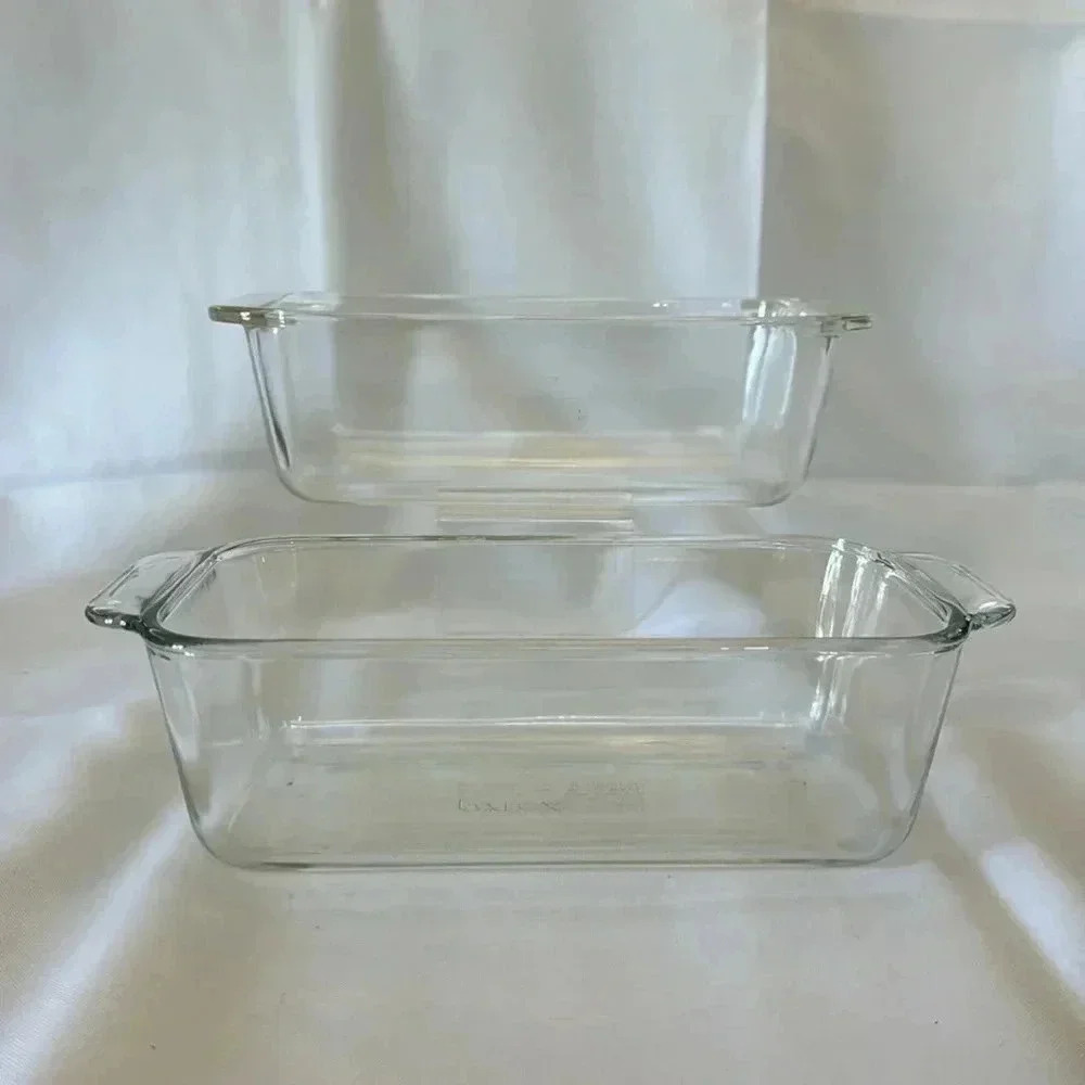 Pyrex 213-R Clear Glass Loaf Pans Bakeware Casserole Dishes Set of 2 - Picture 5 of 9